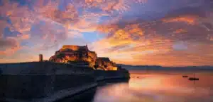 Remote view of Corfu Old Fortress