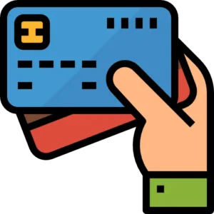 Hand holding a credit card icon