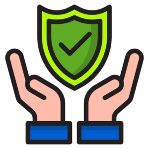 Green shield icon with a checkmark